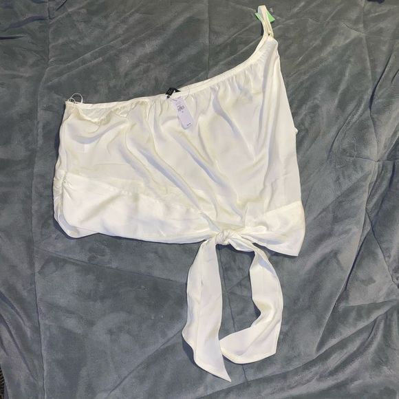 Banana Republic NWT One Shoulder White Blouse Size XL, MSRP $55 - Picture 2 of 11